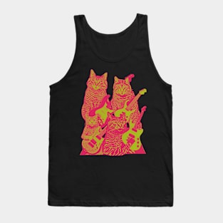 Guitar Cats Tie Dye - Psychedelic 60's 70's Classic Rock Cats Tank Top